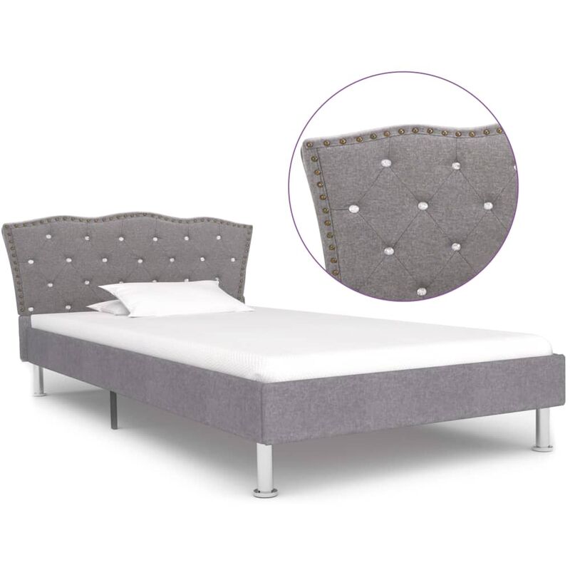 

Estructura de cama de tela gris claro 90x200 cm - Gris