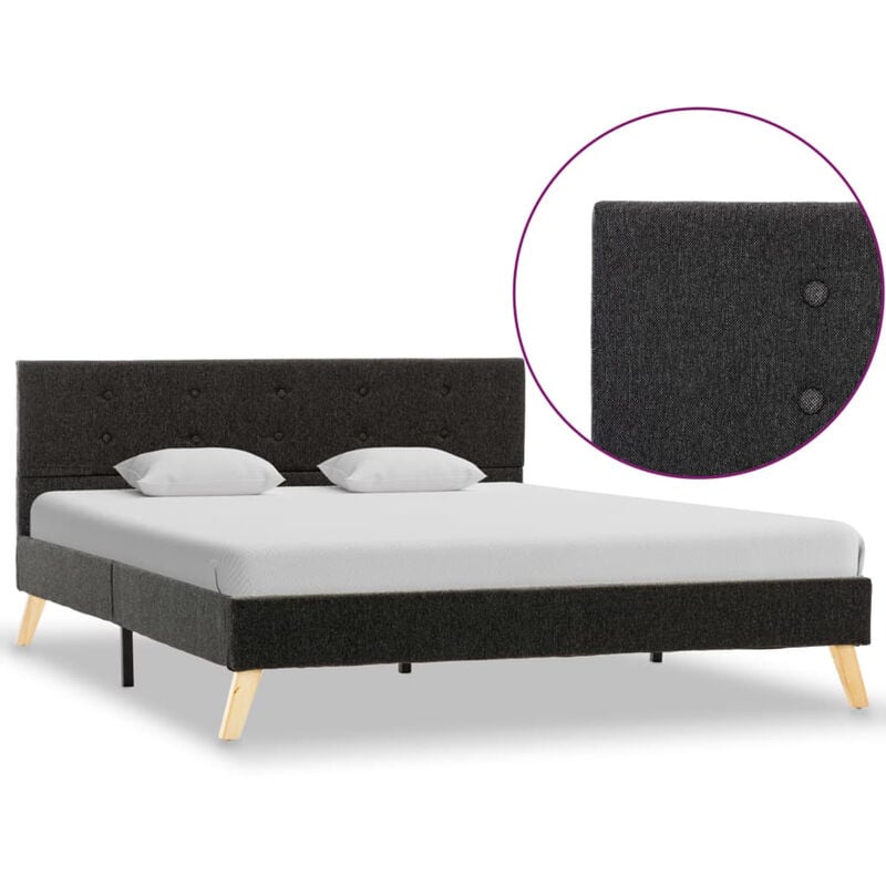 

Estructura de cama de tela gris oscura 140x200 cm