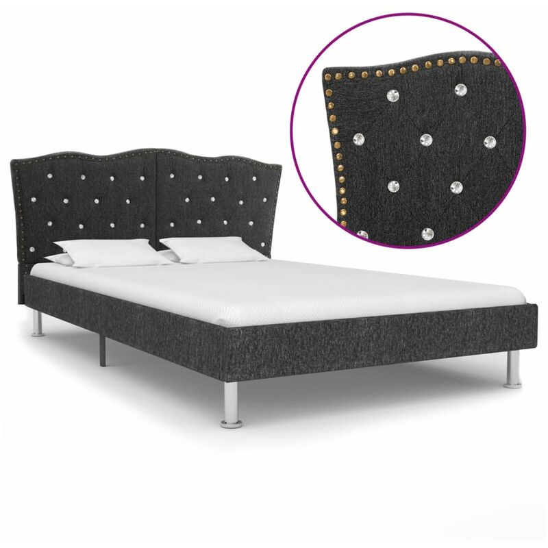 

Estructura de cama de tela gris oscura 140x200 cm