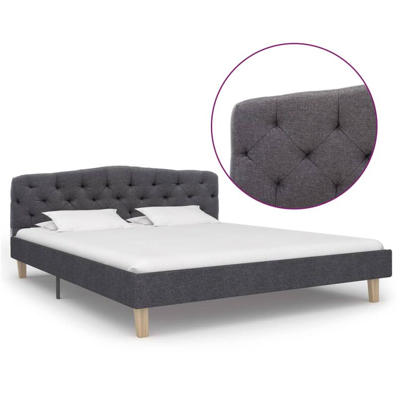 

Estructura de cama de tela gris oscura 140x200 cm - Gris