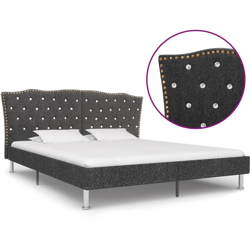 

Estructura de cama de tela gris oscura 160x200 cm