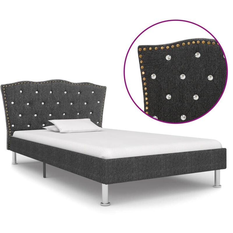 

Estructura de cama de tela gris oscura 90x200 cm - Gris