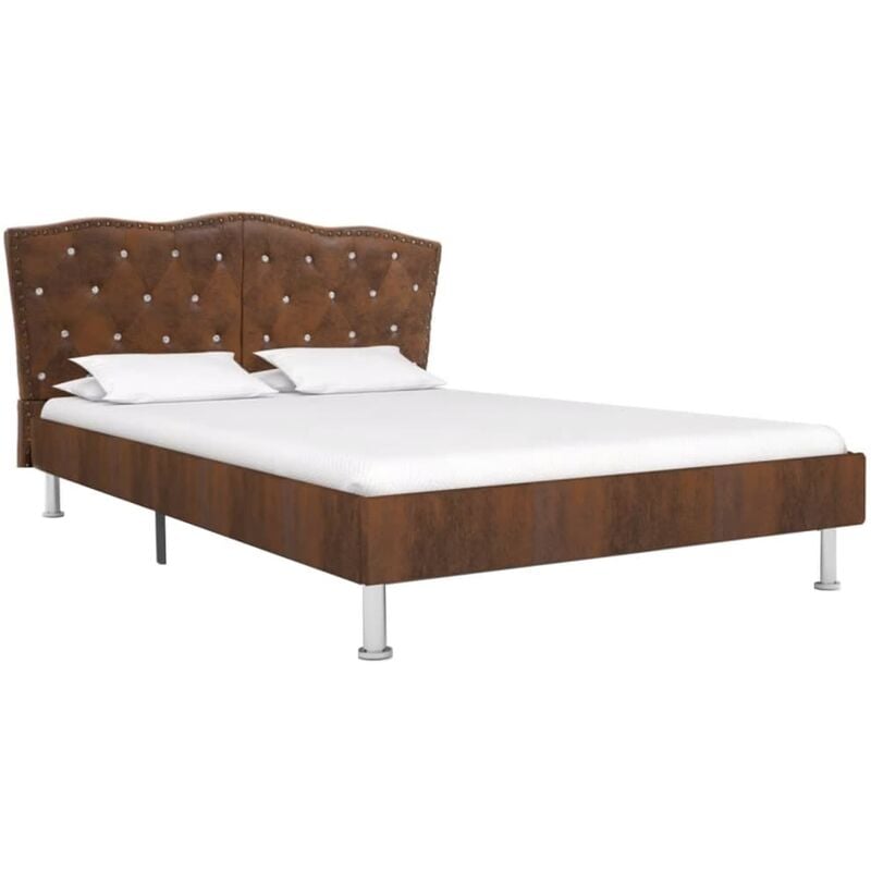 

Estructura de Cama de Piel de Ante Artificial Marrón 140x200 cm - Marrón - Vidaxl