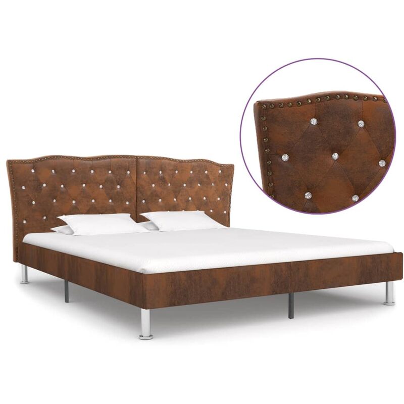 

Estructura de Cama de Piel de Ante Artificial Marrón 160x200 cm - Marrón - Vidaxl