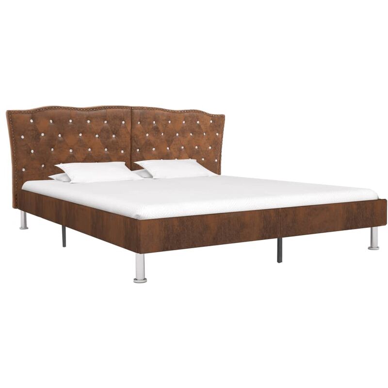 

vidaXL Estructura de Cama de Piel de Ante Artificial Marrón 180x200 cm - Marrón