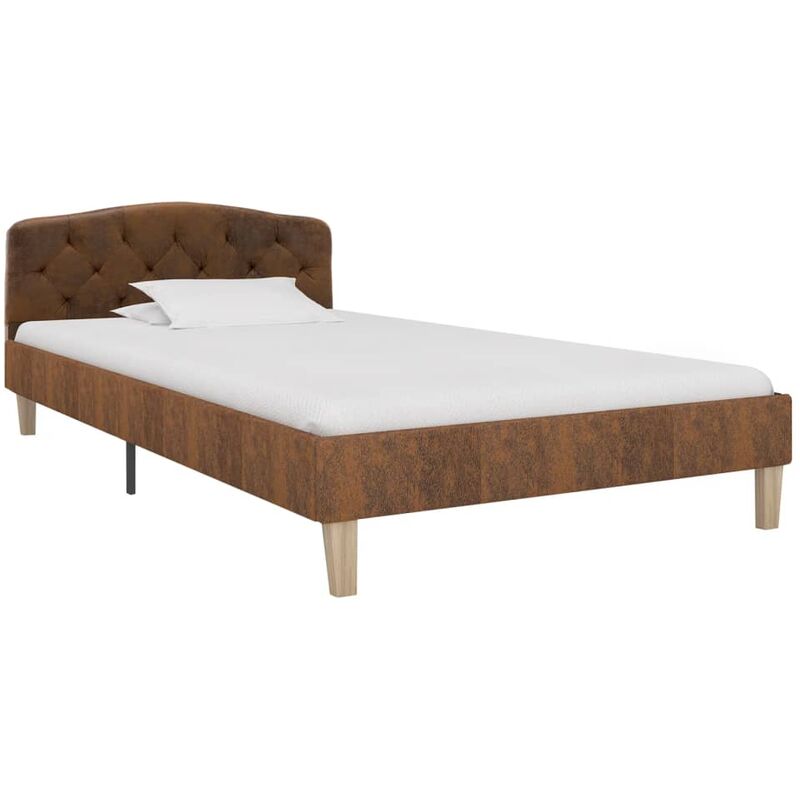 

vidaXL Estructura de Cama de Piel de Ante Artificial Marrón 100x200 cm - Marrón