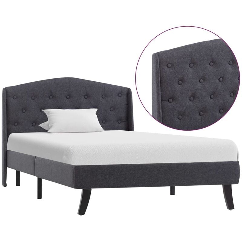 

Estructura de cama de tela gris oscuro 100x200 cm