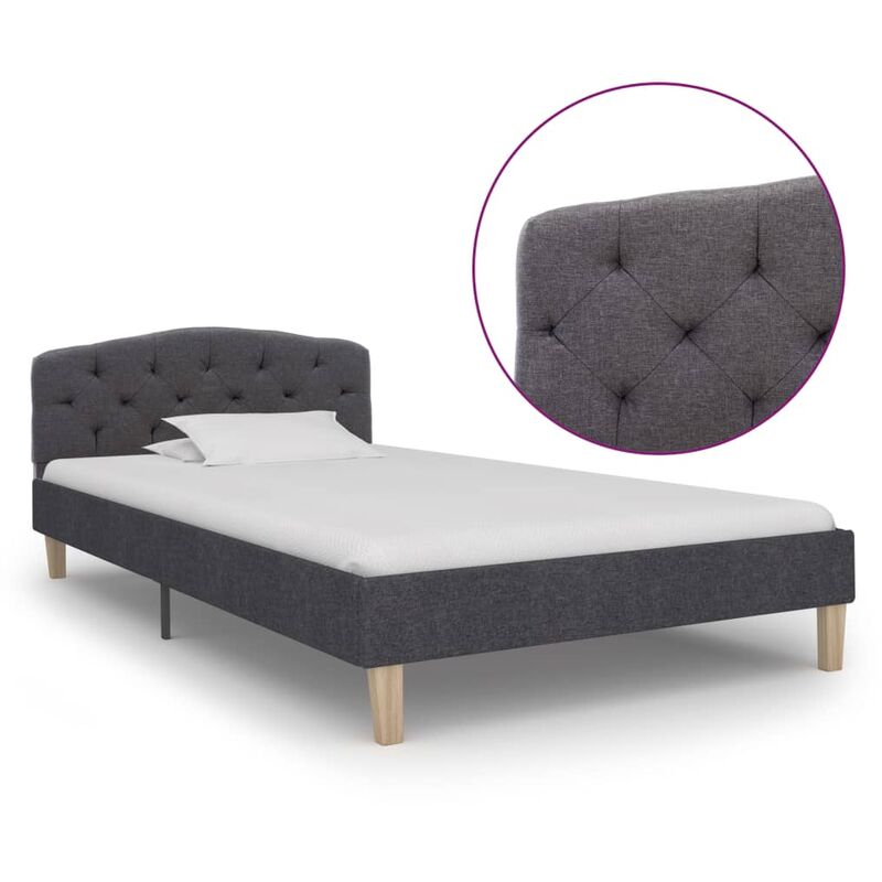 

Estructura de cama de tela gris oscuro 100x200 cm