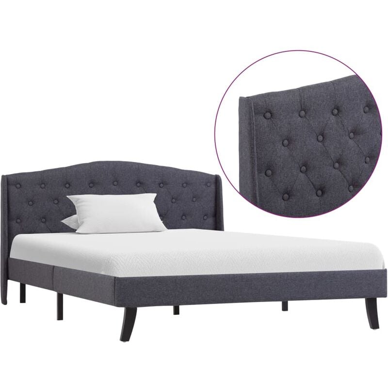 

Estructura de cama de tela gris oscuro 120x200 cm