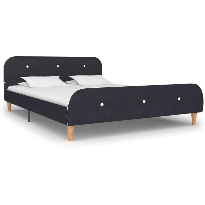 

Estructura de cama de tela gris oscuro 140x200 cm