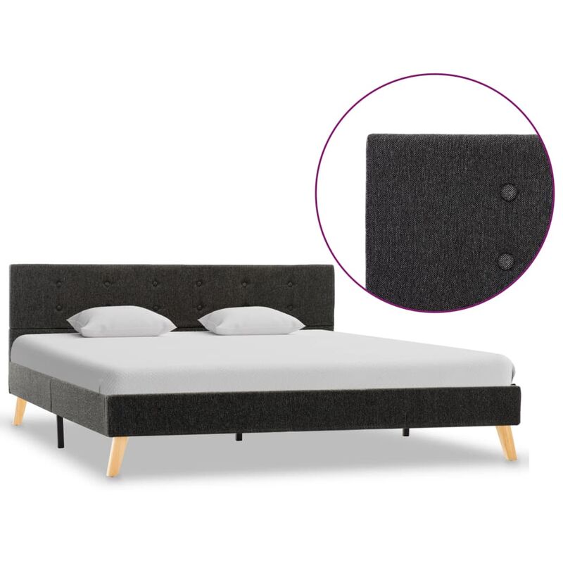 

Estructura de cama de tela gris oscuro 160x200 cm