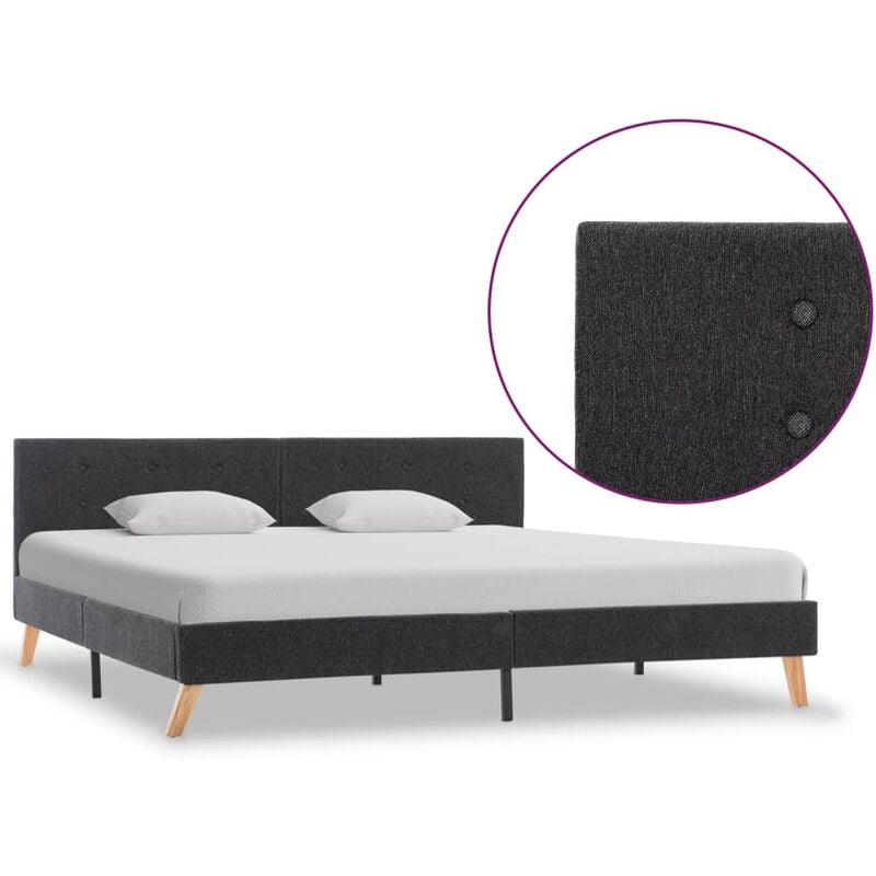 

Estructura de cama de tela gris oscuro 180x200 cm - Gris