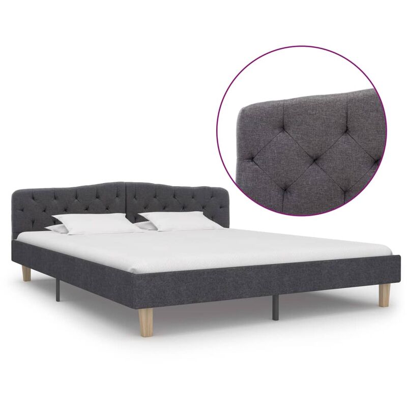 

Estructura de cama de tela gris oscuro 180x200 cm - Gris