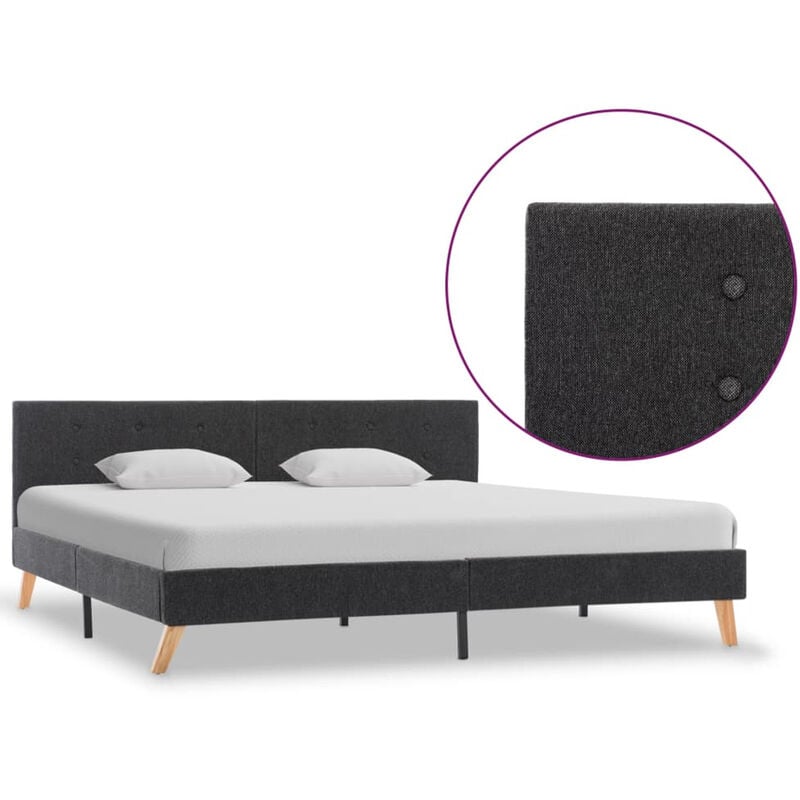 

Estructura de cama de tela gris oscuro 180x200 cm