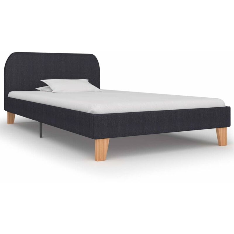 

Estructura de cama de tela gris oscuro 90x200 cm