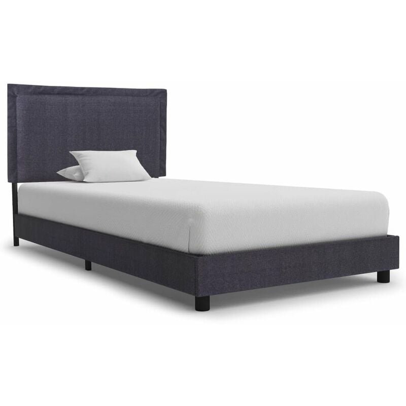 

Estructura de cama de tela gris oscuro 90x200 cm