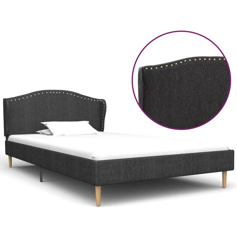 

Estructura de cama de tela gris oscuro 90x200 cm