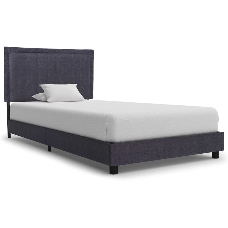 

Estructura de cama de tela gris oscuro 90x200 cm