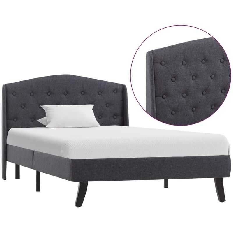 

Estructura de cama de tela gris oscuro 90x200 cm