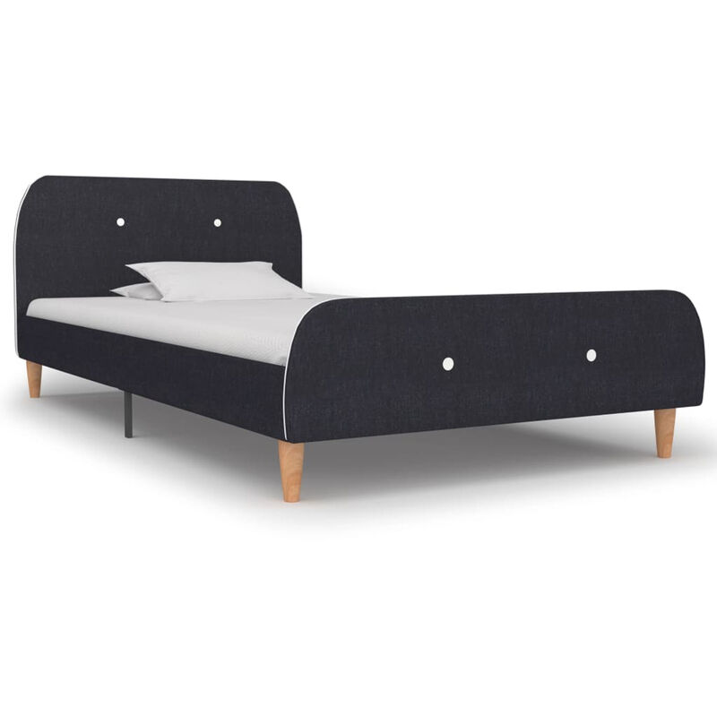 

Estructura de cama de tela gris oscuro 90x200 cm