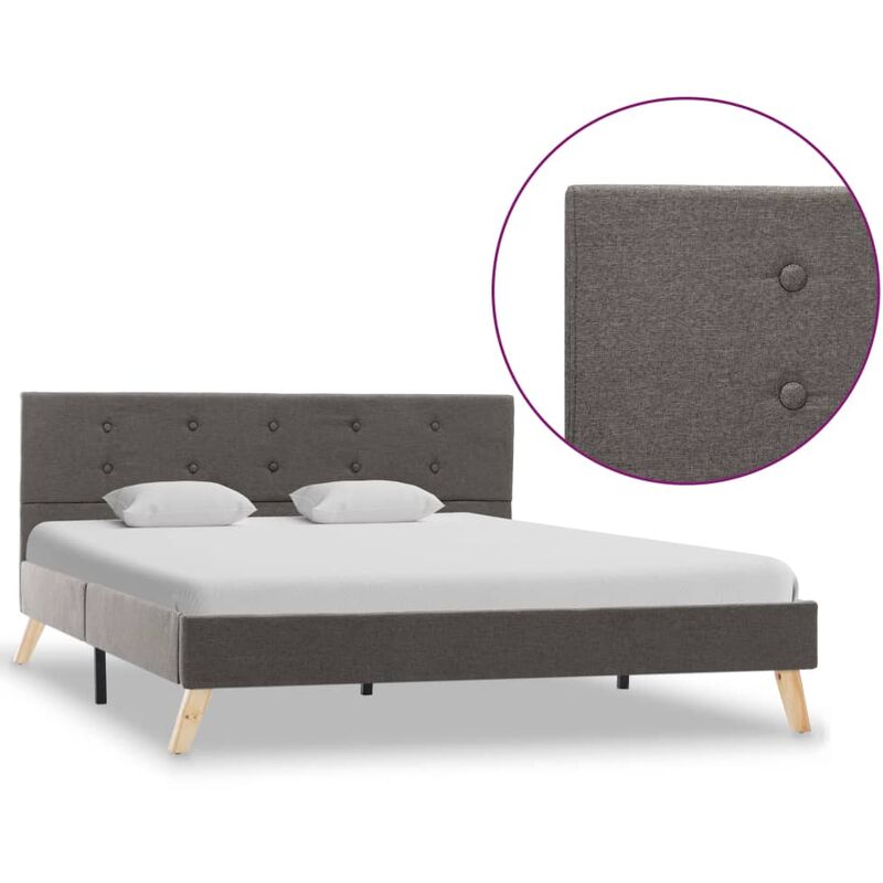 

Estructura de cama de tela gris topo 140x200 cm