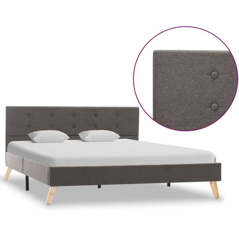 

Estructura de cama de tela gris topo 140x200 cm - Marrón