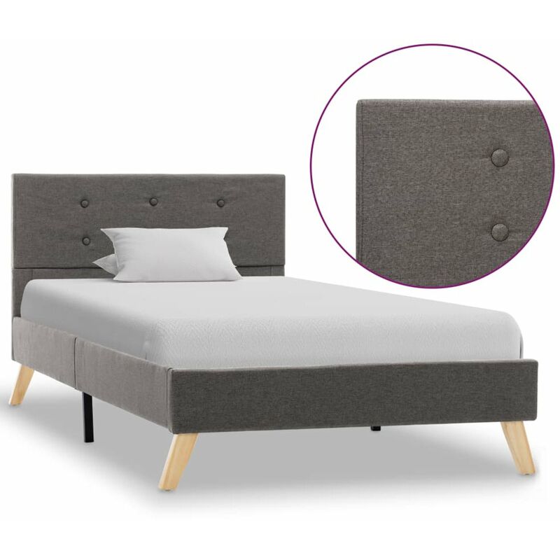 

Estructura de cama de tela gris topo 90x200 cm