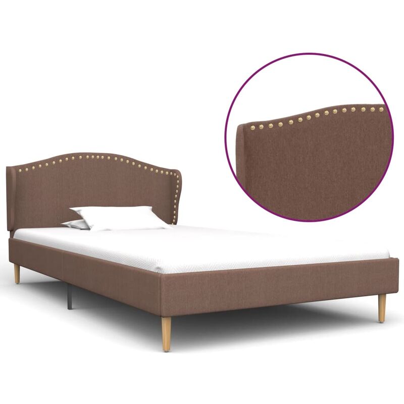 

Estructura de cama de tela marrón 90x200 cm