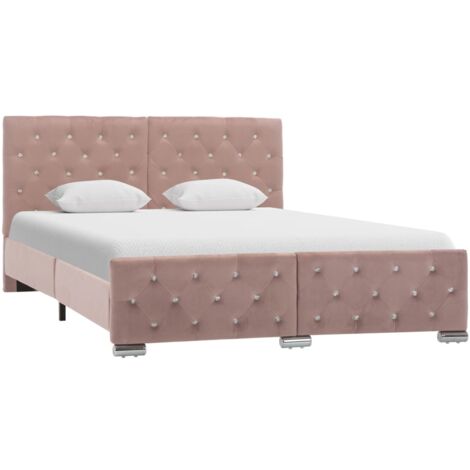 Estructura de cama de tela rosa 140x200 cm