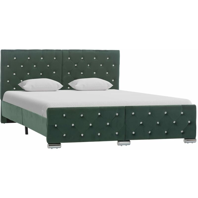 

Estructura de cama de tela verde oscuro 140x200 cm