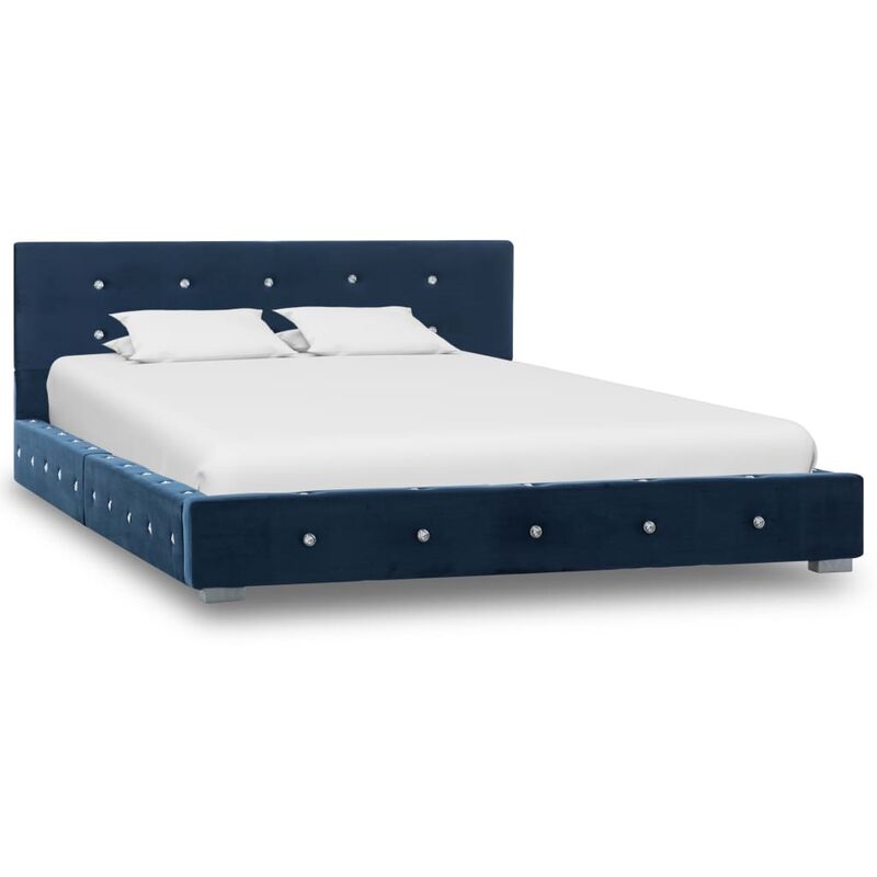 

Estructura de cama de terciopelo azul 120x200 cm