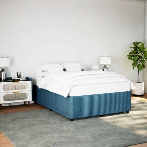 Estructura de cama de terciopelo azul 140x200 cm