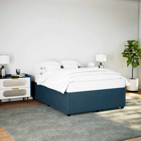 Estructura de cama de terciopelo azul 140x200 cm