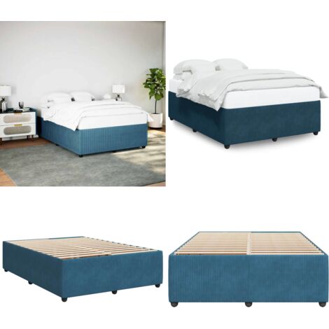 Estructura de cama de terciopelo azul 140x200 cm - Estructura de cama - Cama azul