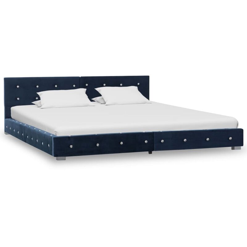 

Estructura de cama de terciopelo azul 160x200 cm - Azul