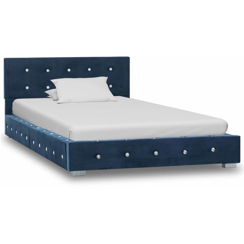 

Estructura de cama de terciopelo azul 90x200 cm