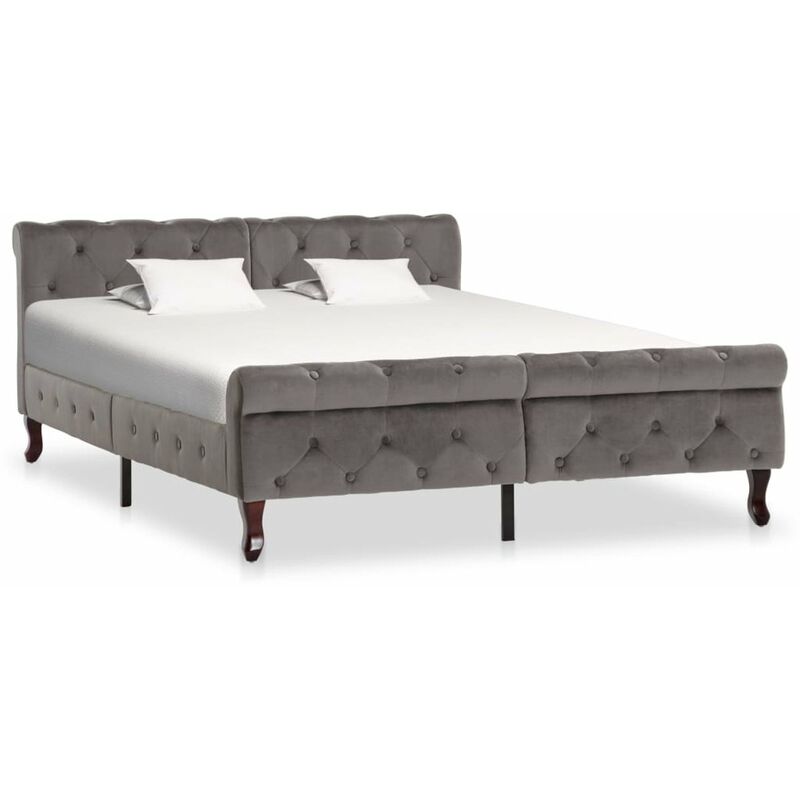 

Estructura de cama de terciopelo gris 140x200 cm