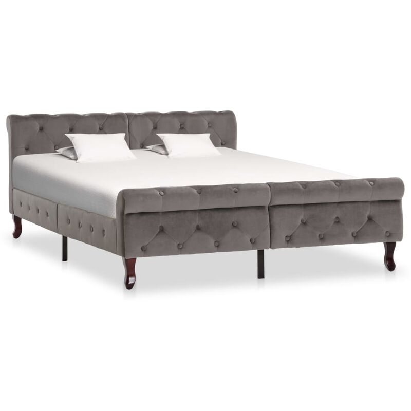 

Estructura de cama de terciopelo gris 140x200 cm - Gris