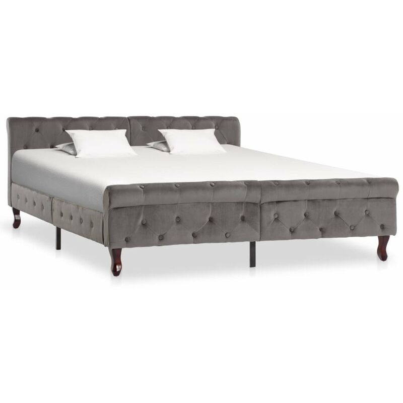 

Estructura de cama de terciopelo gris 160x200 cm