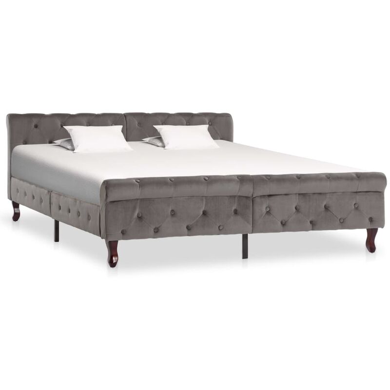 

Estructura de cama de terciopelo gris 160x200 cm - Gris