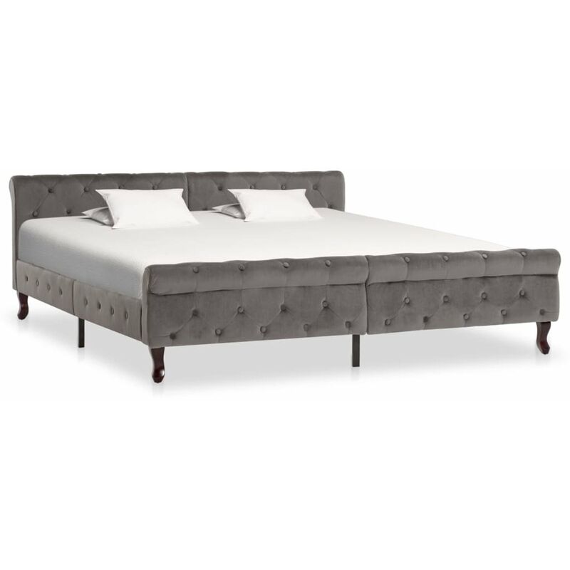 

Estructura de cama de terciopelo gris 180x200 cm