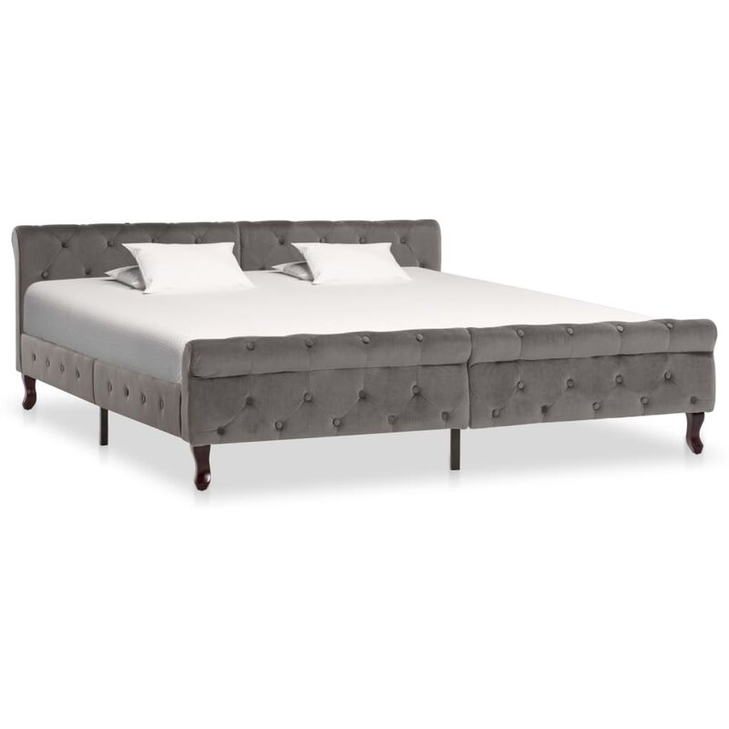 

Estructura de cama de terciopelo gris 180x200 cm - Gris