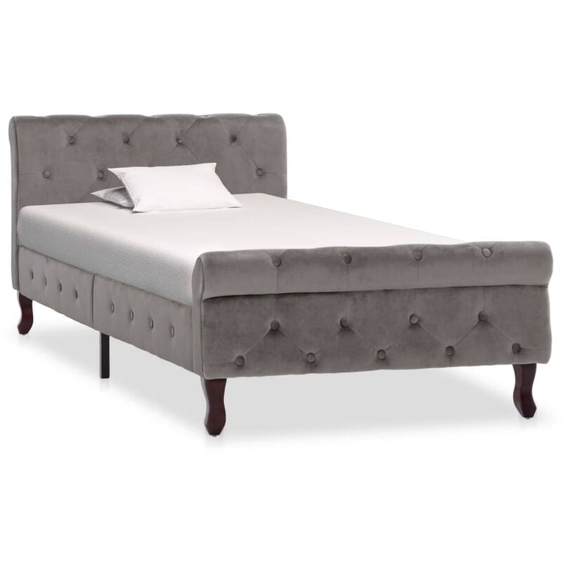 

Estructura de cama de terciopelo gris 90x200 cm