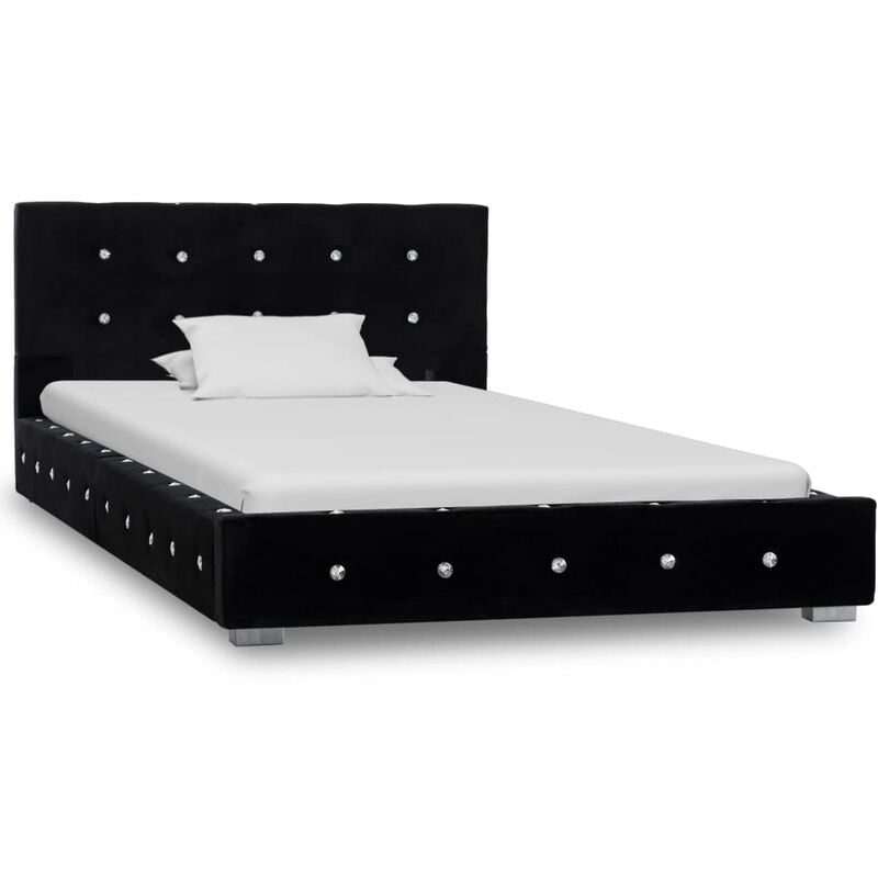 

Estructura de cama de terciopelo negra 90x200 cm - Negro