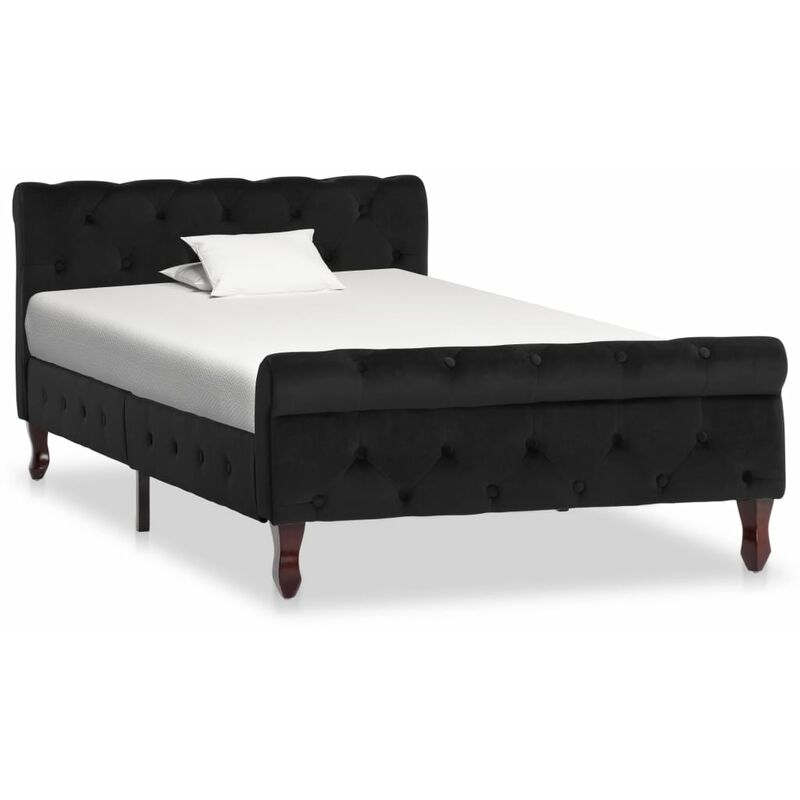 

Estructura de cama de terciopelo negro 100x200 cm
