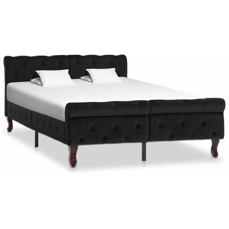 

Estructura de cama de terciopelo negro 120x200 cm