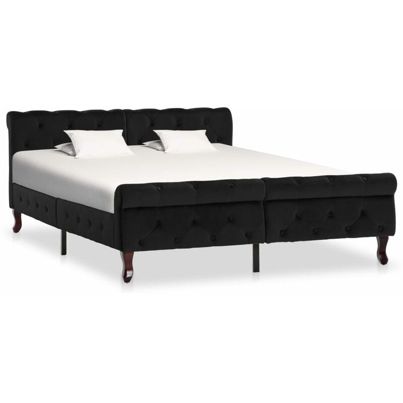 

Estructura de cama de terciopelo negro 140x200 cm