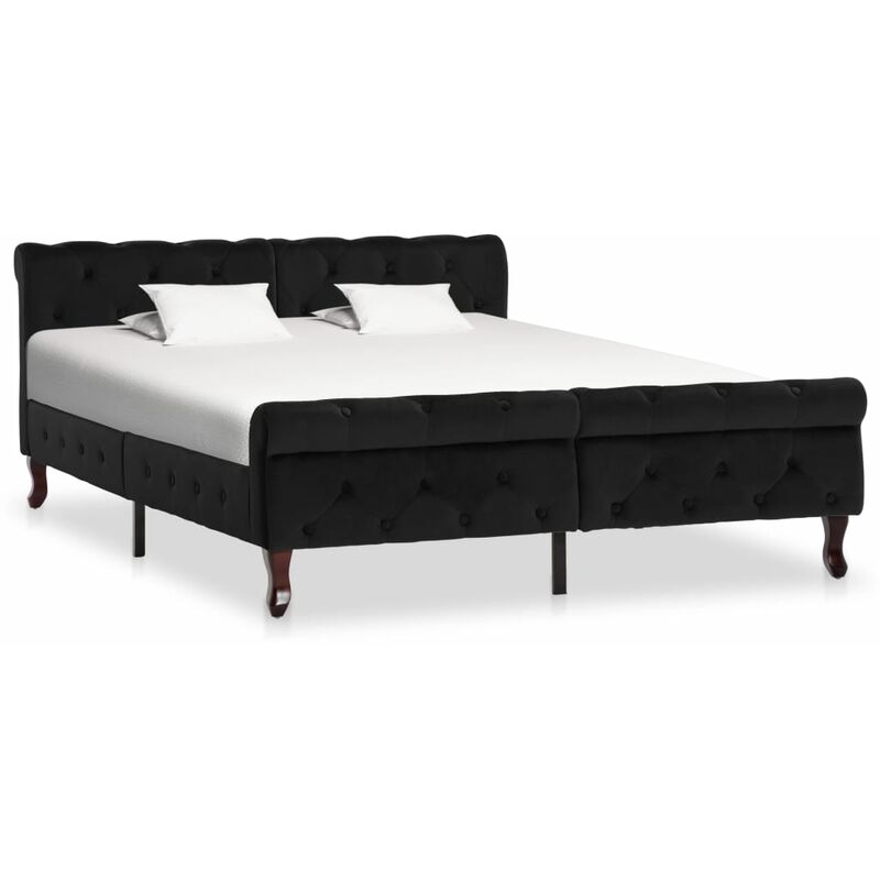 

Estructura de cama de terciopelo negro 140x200 cm - Negro