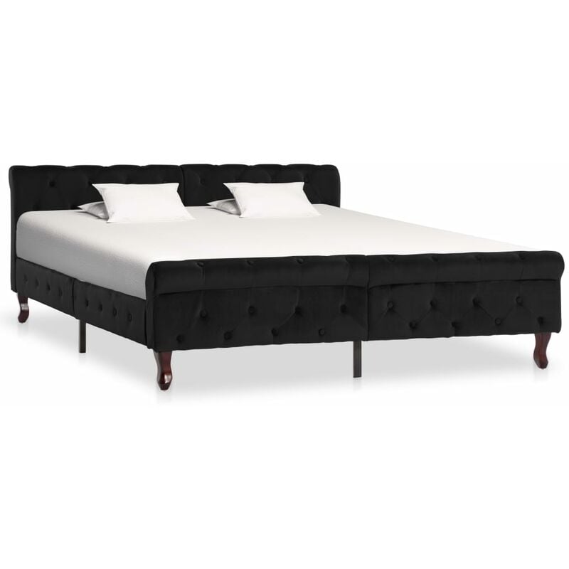 

Happyshopping - Estructura de cama de terciopelo negro 160x200 cm