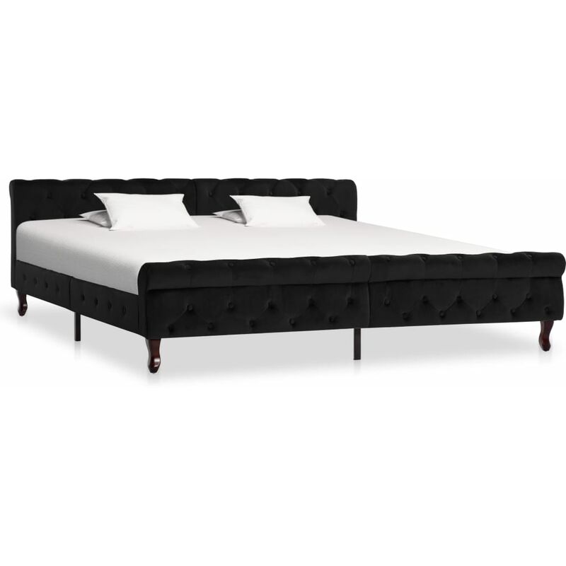 

Estructura de cama de terciopelo negro 200x200 cm